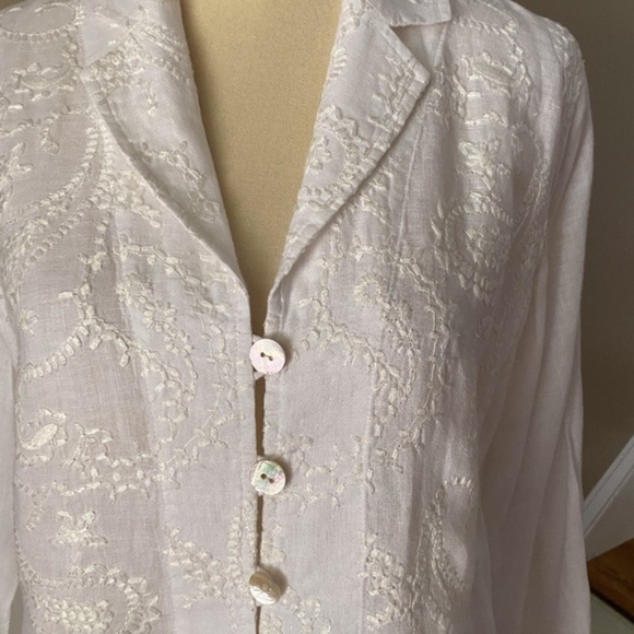 Chico's White Linen Button Down Tunic Small - Picture 4 of 6